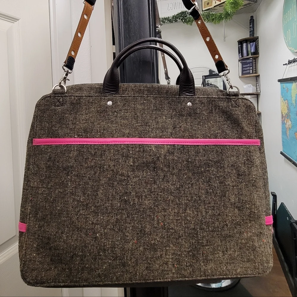 Jack Spade Tweed Bag with Pink Leather Highlights